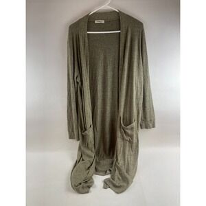 Ginger G Sweater, Women's Size Medium, Green Black, Open Duster Cardigan